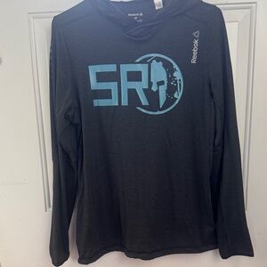 Reebok Vintage Spartan Black Hoodie with Blue Graphic